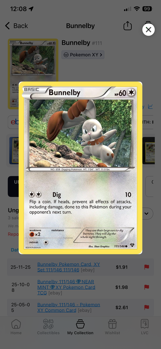 Bunnelby XY #111 - Ungraded VG